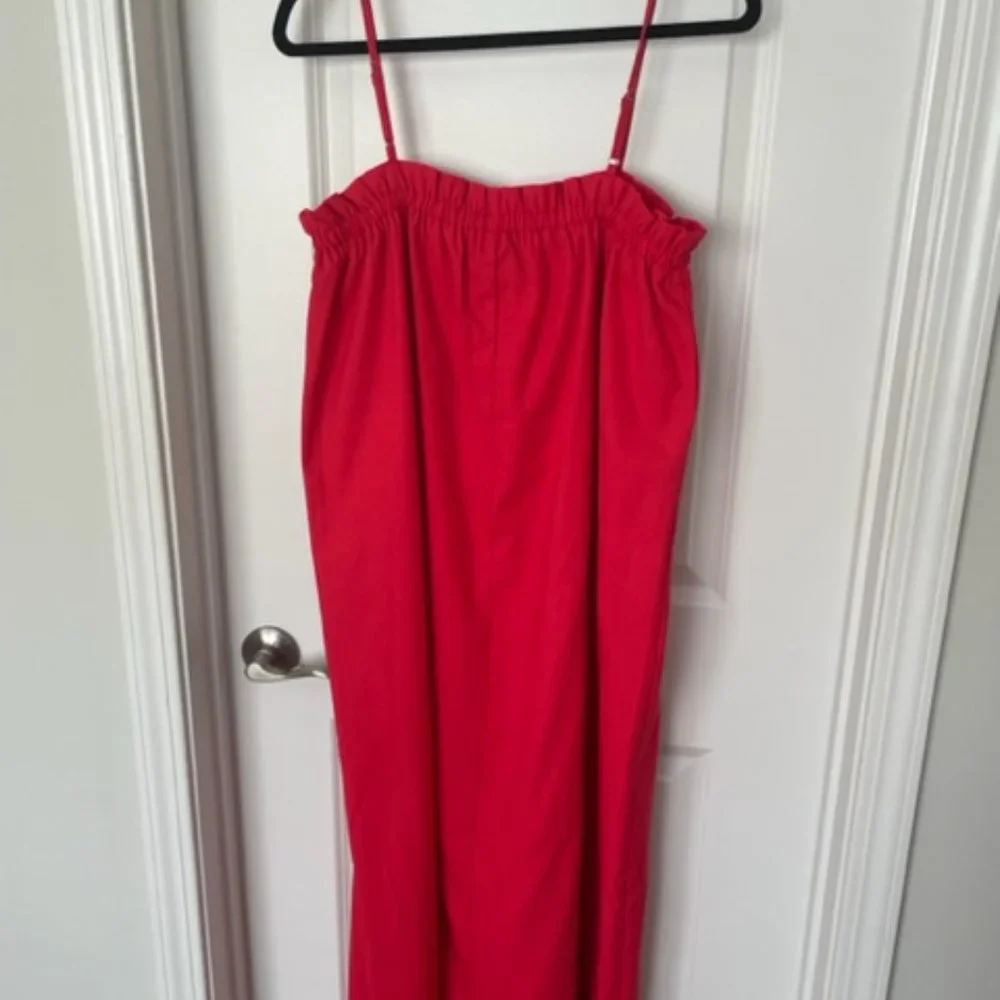 The Good Jane Red Loose Fitting Midi Dress Adjustable Straps Medium - Picture 7 of 7